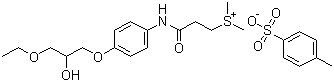 CAS 登录号：94055-76-2, 甲磺司特, (2-(4-(3-乙氧基-2-羟基丙氧基)苯基氨基甲酰)乙基)二甲基锍对甲苯磺酸盐