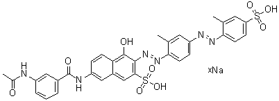 CAS 登录号：94108-93-7, 7-[[3-(乙酰氨基)苯甲酰基]氨基]-4-羟基-3-[[2-甲基-4-[(2-甲基-4-磺基苯基)偶氮]苯基]偶氮]-2-萘磺酸钠盐