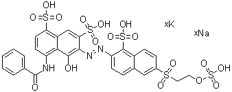 CAS 登录号：94158-88-0, 4-(苯甲酰基氨基)-5-羟基-6-[[1-磺基-6-[[2-(磺基氧基)乙基]磺酰基]-2-萘基]偶氮]-1,7-萘二磺酸钾钠盐