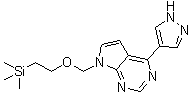 structure of CAS# 941685-27-4, 4-(1H-Pyrazol-4-yl)-7-[[2-(trimethylsilyl)ethoxy]methyl]-7H-pyrrolo[2,3-d]pyrimidine