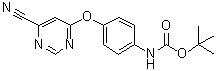 structure of CAS# 943313-34-6, N-[4-[(6-Cyano-4-pyrimidinyl)oxy]phenyl]carbamic acid 1,1-dimethylethyl ester