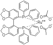 structure of CAS# 944450-48-0, Diacetato[(R)-(+)-5,5'-bis(diphenylphosphino)-4,4'-bi-1,3-benzodioxole]ruthenium(II)