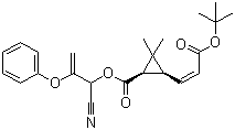 CAS 登录号：94536-37-5, 3-[3-(叔丁氧基)-3-氧代-1-丙烯基]-2,2-二甲基-[1R-[1alpha(R*),3alpha(Z)]]-环丙烷羧酸 1-氰基-2-苯氧基-2-丙烯酯