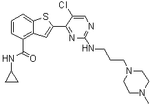 structure of CAS# 946518-61-2, 2-[5-氯-2-[[3-(4-甲基-1-哌嗪基)丙基]氨基]-4-嘧啶基]-N-环丙基苯并[b]噻吩-4-甲酰胺