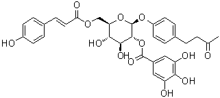 CAS # 949488-79-3, 4-[4-[[6-O-[3-(4-Hydroxyphenyl)-1-oxo-2-propen-1-yl]-2-O-(3,4,5-trihydroxybenzoyl)-beta-D-glucopyranosyl]oxy]phenyl]-2-butanone