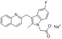 CAS # 950688-14-9, Timapiprant sodium, 2-[5-fluoro-2-methyl-3-(quinolin-2-ylmethyl)indol-1-yl]acetate sodium