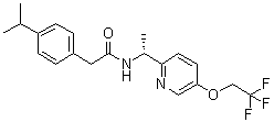 structure of CAS# 953778-58-0, 4-(1-Methylethyl)-N-[(1R)-1-[5-(2,2,2-trifluoroethoxy)-2-pyridinyl]ethyl]benzeneacetamide