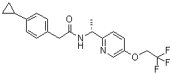 structure of CAS# 953778-63-7, 4-环丙基-N-[(1R)-1-[5-(2,2,2-三氟乙氧基)-2-吡啶基]乙基]苯乙酰胺