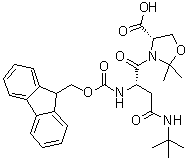 CAS 登录号：955048-92-7, (betaS,4S)-4-羧基-beta-[[芴甲氧羰基]氨基]-2,2-二甲基-gamma-氧代-3-恶唑烷丁酸叔丁酯