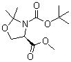 structure of CAS# 95715-86-9, (R)-(+)-3-(叔-丁氧羰基)-2,2-二甲基-4-恶唑烷羧酸甲酯