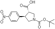 structure of CAS# 959579-94-3, (3S,4R)-1-Boc-4-(4-nitrophenyl)pyrrolidine-3-carboxylic acid
