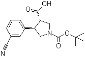 structure of CAS# 959580-33-7, (3S,4R)-1-Boc-4-(3-cyanophenyl)pyrrolidine-3-carboxylic acid