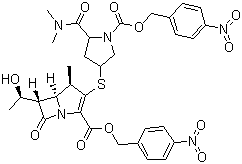 CAS 登录号：96036-02-1, (4R,5S,6S)-3-[[(3S,5S)-5-[(二甲基氨基)甲酰基-1-[[(4-硝基苄基)氧]羰基]-3-吡咯烷基]硫]-6-[(1R)-1-羟乙基]-4-甲基-7-氧代-1-氮杂双环[3.2.0]庚-2-烯-2-羧酸 4-硝基苄基酯, 保护美罗培南