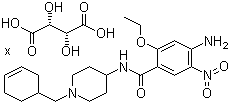 CAS 登录号：96623-56-2, 酒石酸西尼必利, 4-氨基-N-[1-(3-环己烯-1-基甲基)-4-哌啶基]-2-乙氧基-5-硝基苯甲酰胺酒石酸盐