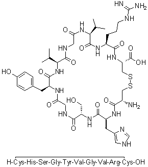 CAS 登录号：97474-88-9, L-半胱氨酰-L-组氨酰-L-丝氨酰甘氨酰-L-酪氨酰-L-缬氨酰甘氨酰-L-缬氨酰-L-精氨酰-L-半胱氨酸环(1→10)-二硫醚