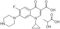CAS 登录号：97867-33-9, 乳酸环丙沙星, 1-环丙基-6-氟-1,4-二氢-4-氧代-7-(1-哌嗪基)-3-喹啉羧酸乳酸盐