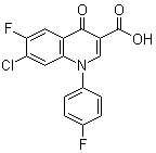 structure of CAS# 98105-79-4, 7-氯-6-氟-1-(4-氟苯基)-1,4-二氢-4-氧代-3-喹啉羧酸