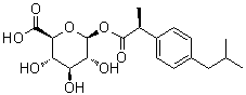 CAS # 98649-76-4, (S)-Ibuprofen glucuronide, beta-D-Glucopyranuronic acid 1-[(alphaS)-alpha-methyl-4-(2-methylpropyl)benzeneacetate]