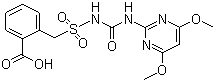 CAS 登录号：99283-01-9, 苄嘧黄隆, 2-[(4,6-二甲氧基嘧啶-2-基)氨基羧基氨基磺酰基甲基]苯甲酸